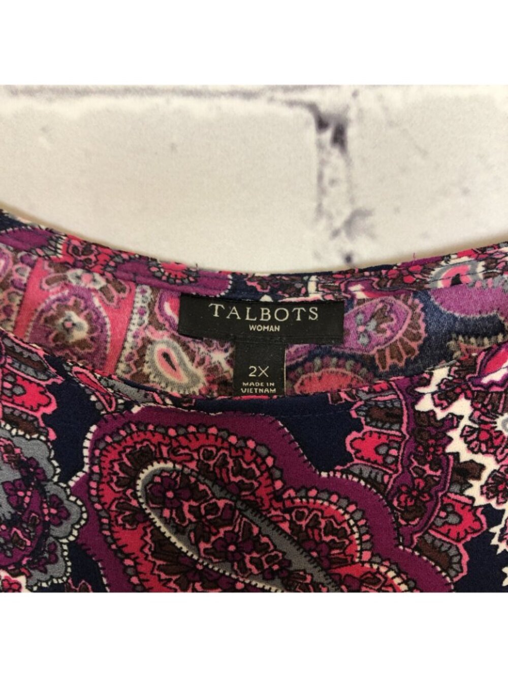 Talbot's Purple Paisley Long Sleeve Top Plus Size 2X - Picture 6 of 7